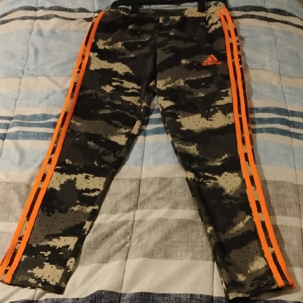 Adidas Men's Camouflage Track Pants - Black and Orange